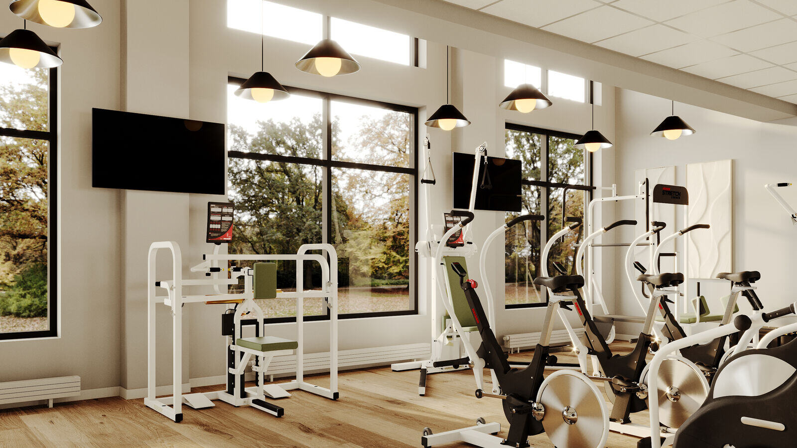 Medium-sized facility space with various Keiser A300 machines in custom colors